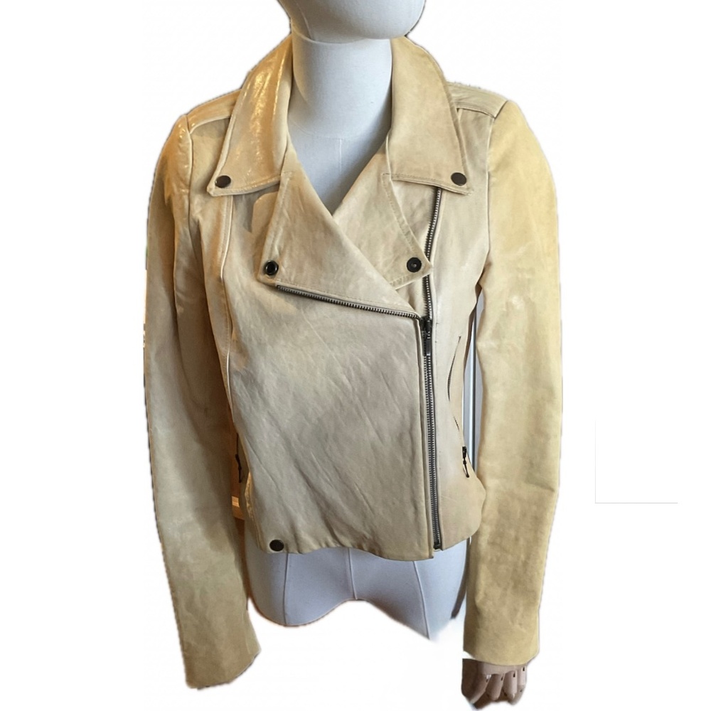 Twelfth Street by Cynthia Vincent Buckskin Thick Leather Motorcycled Jacket sz 8